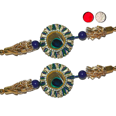 "Stone Studded Rakhi - SR-9310 A -code001 (2 RAKHIS) - Click here to View more details about this Product